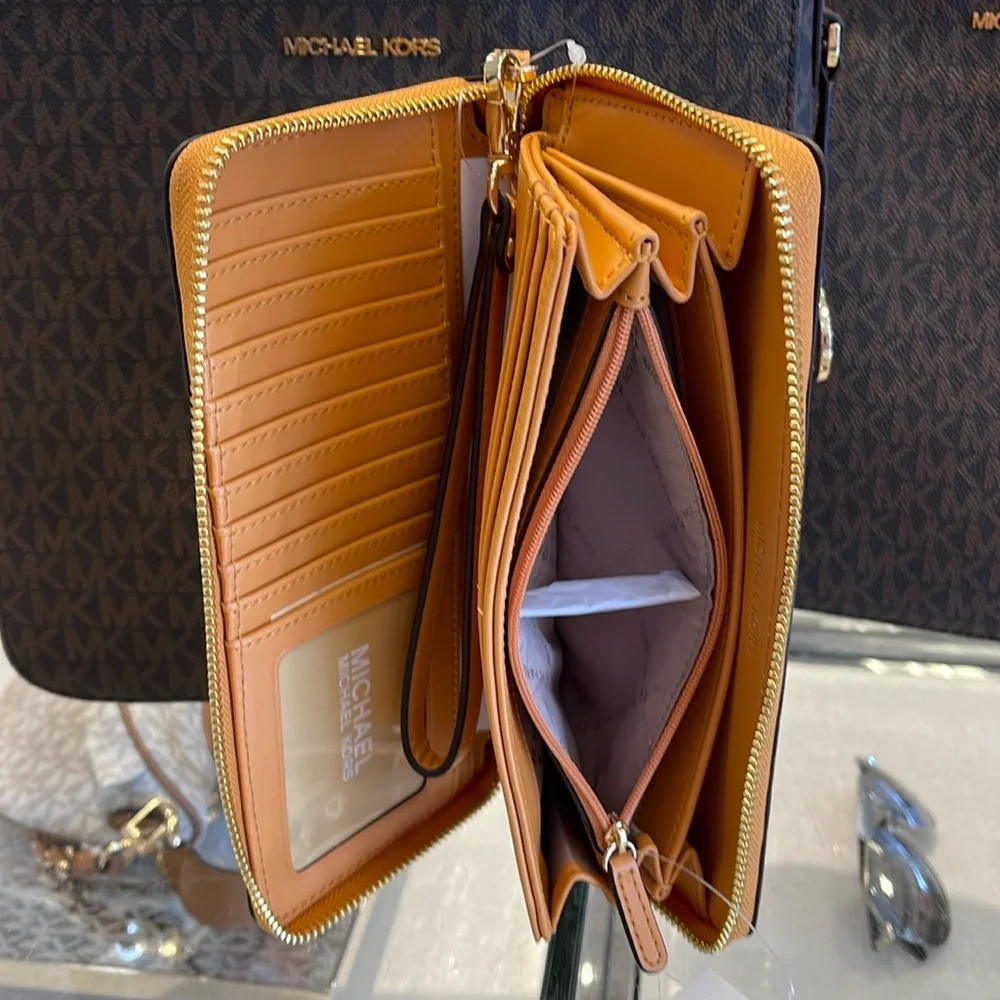 MICHAEL KORS Leather Continental Wristlet Phone Case Wallet Sider NWT